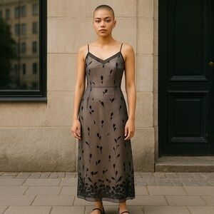 Vintage Ever Beauty Floral Flocked Sheer Dress 4 Whimsigoth Fairy Grunge Goth